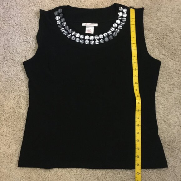 JM Collection Decorative Collar Black Tank Top - Picture 13 of 13